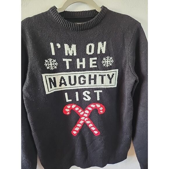 Forever 21 Christmas Naughty List Ugly Sweater Small Candy Cane - Picture 2 of 4